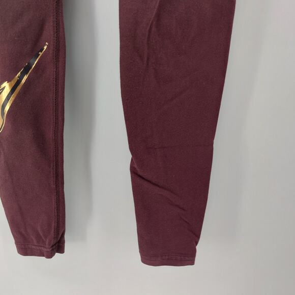 Nike Athletic Leggings Size XS Burgundy Red Gold Print Sport - Picture 8 of 14